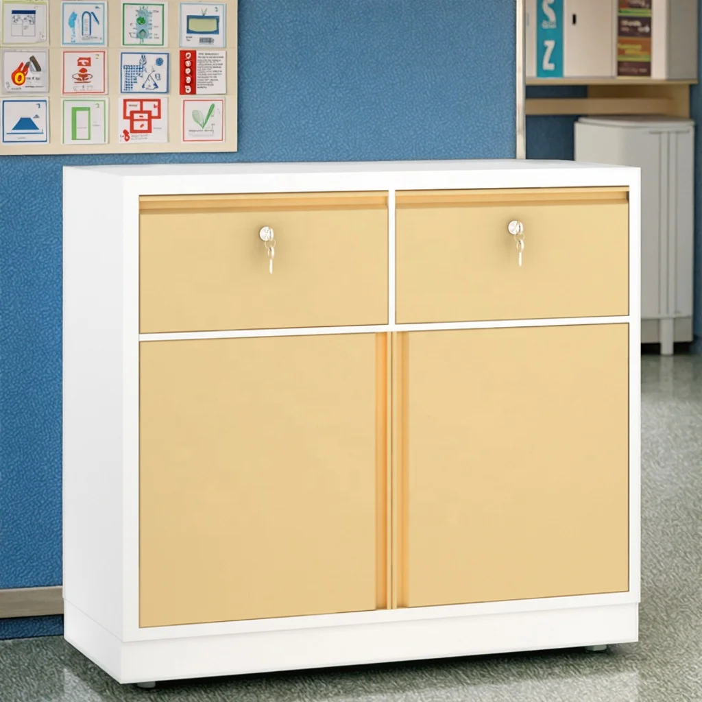 Industrial Modern Double Drawer Hospital Cabinet Surgical Equipment Stainless Steel Frame Heavy Duty Castors Medical Storage 5