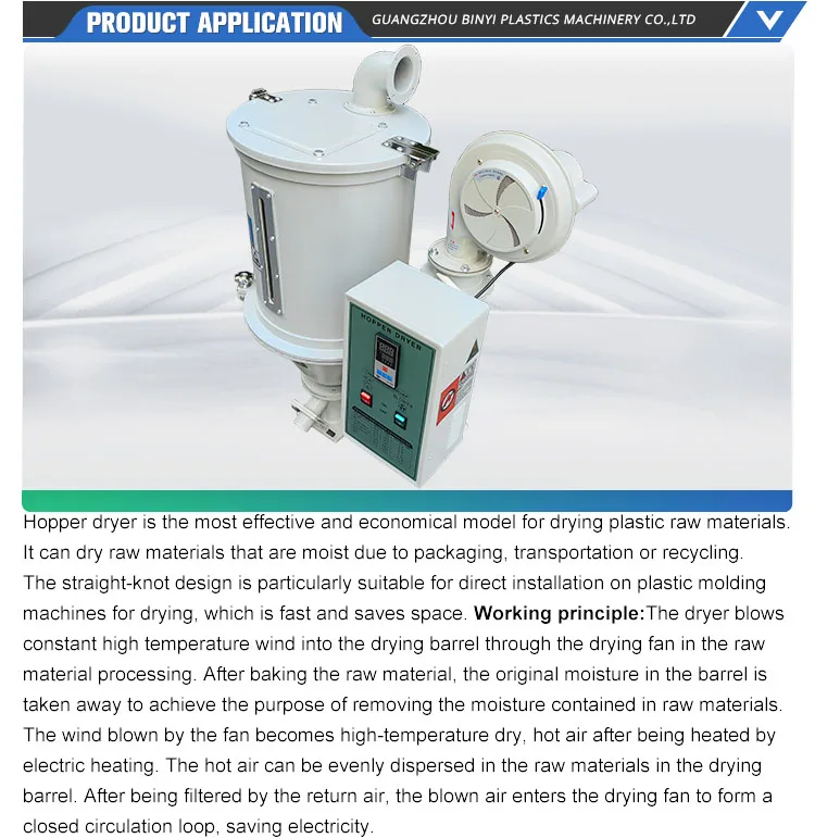25kg Hot Air Plastic Pellets Drying Machine Plastic Hopper Dryer