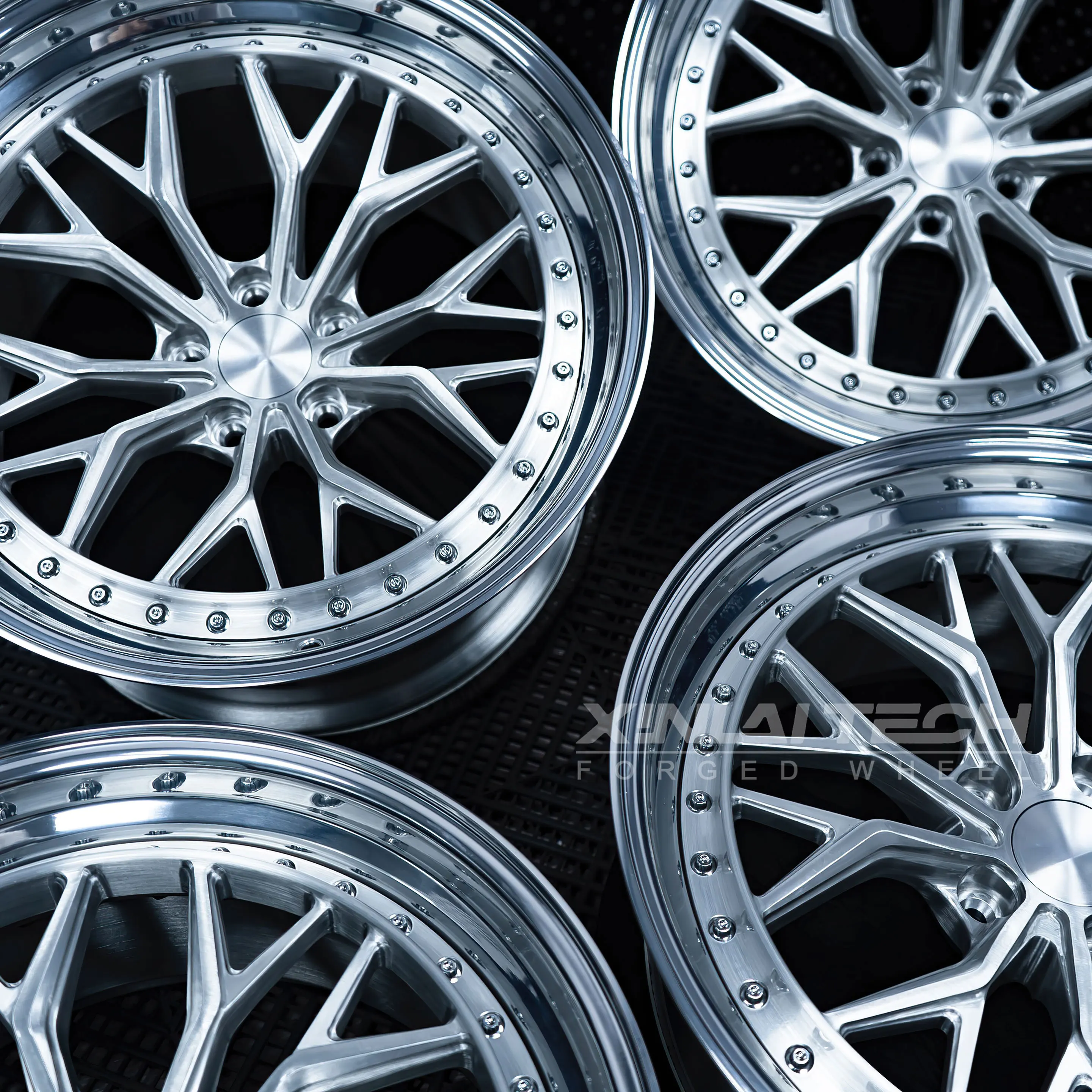 XL Silver Brushed 2 Piece Forged Wheels 5x100 5x114.3 5x120 Aluminum Alloy Rims for Sports Car Racing Custom Wheels - Image 6
