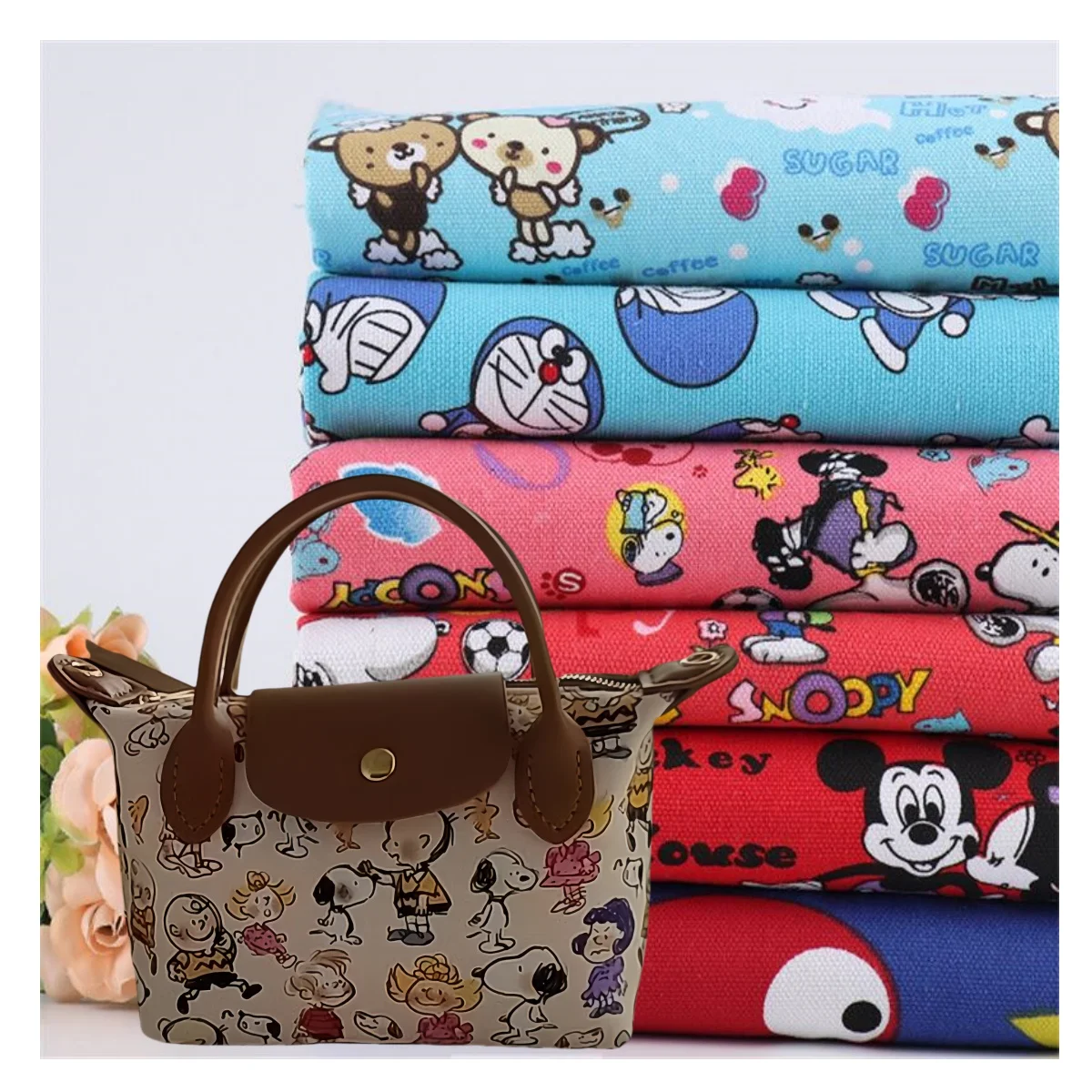 Custom Digital Printing Plain Waterproof 8OZ 16OZ 100% Cotton / 100% Polyester Canvas Fabric for Handbag
