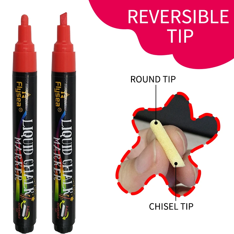 Liquid Chalk Markers - Fine Tip Chalk Pens for Multiple Surfaces with  Reversible Tip and Chalkboard Stickers