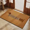 Alfombra de suelo con diseño retro de dachshund a rayas - imitación fibra de coco.