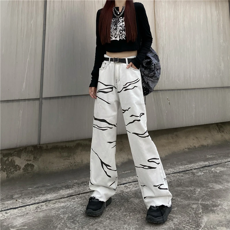 Streetwear White Women's Low Rise Jeans 