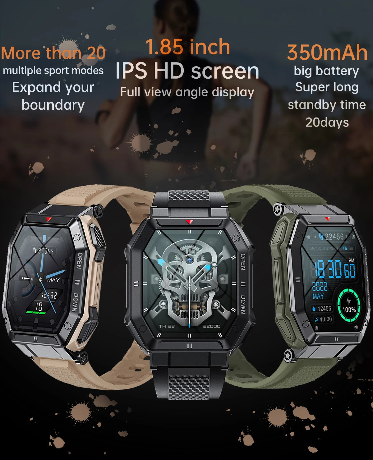 K55 Smart Watch for Man Android with Heart Rate Sport Smart Watches Bracelets IP68 Waterproof Fitness Tracker K55 Smartwatch