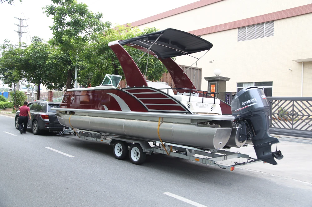 2023 Best Price Luxury Pontoon Boat 27" Customizable Fiberglass Boat With Electric Motor Made In