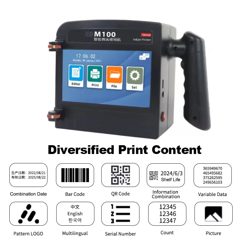M100 Expiration Date Stamp Hand Held Inkjet Batch Code Printing Coding Machine for Medicine Printer