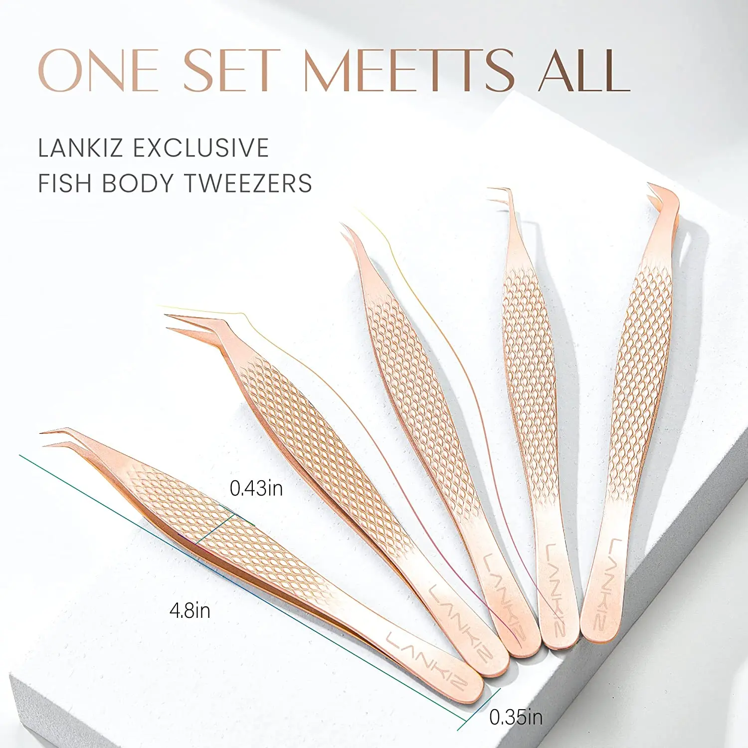 Fengfly Metal Lash Tweezers Eyelash Tweezer Kit Volume Rose Gold Lash