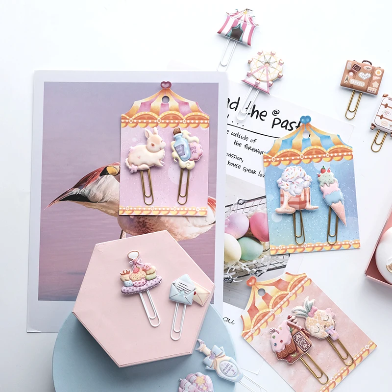 Nekoni Kawaii Stationery PVC Bookmark Reading Presents Paper Clips Fashion Paperclip for Office Stationery