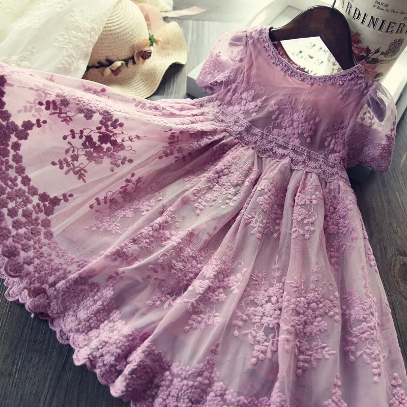 Alibaba.com: WA66637 Floral Lace Embroidery Tulle Dress for Girls, Short  Sleeve, Casual Style : Ideal for summer parties and bulk purchasing options  available.
