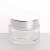 transparent jar with silver lid