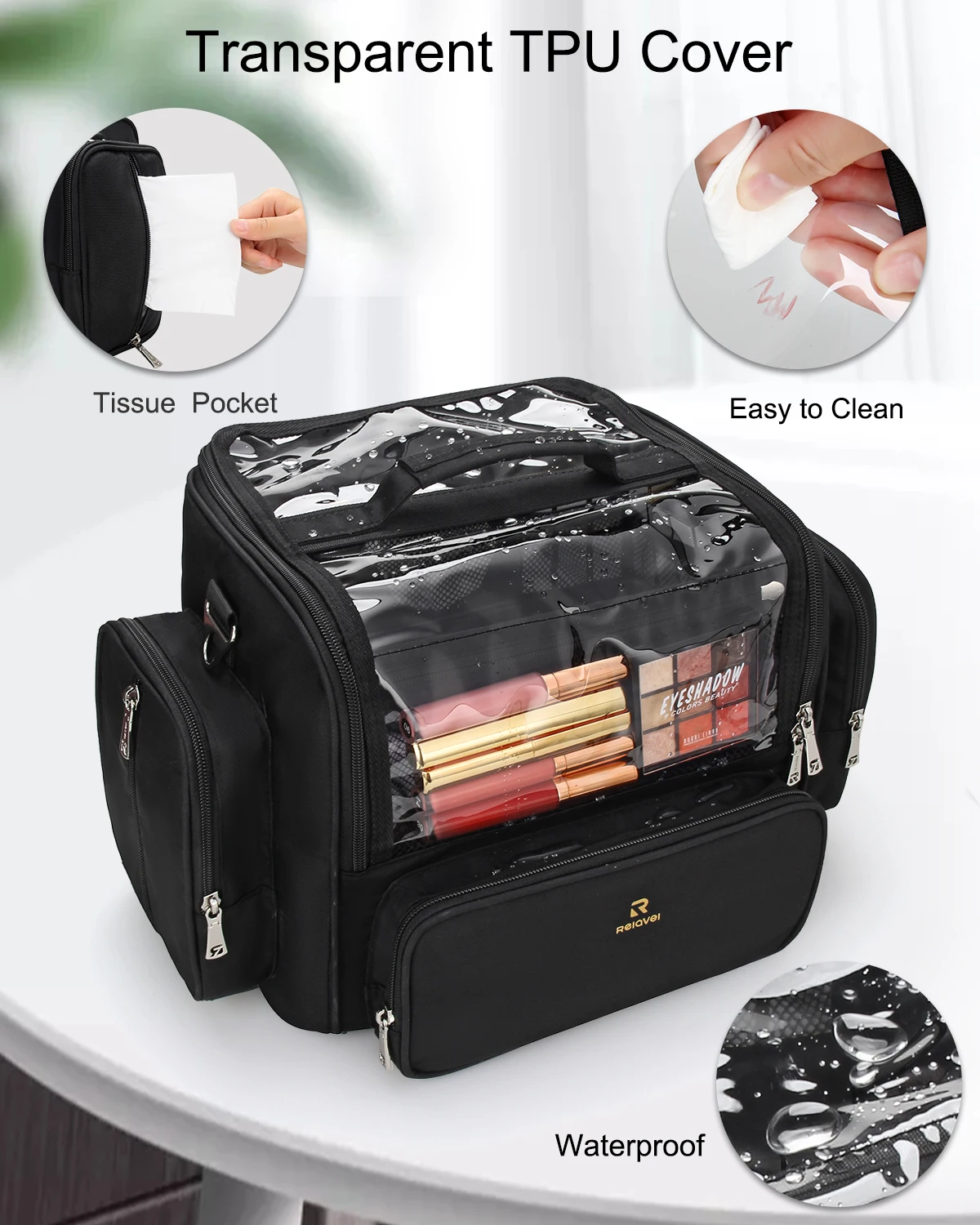 Reiavei Travel Makeup Brush Bag Large Capacity Durable