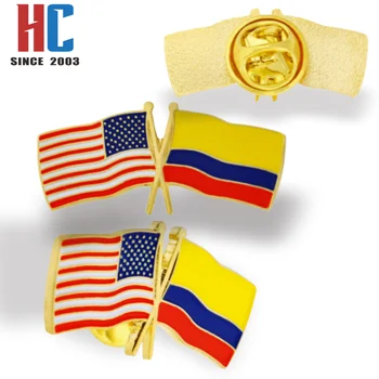 20 Years Factory Customized USA Colombia  friendship Lapel Pins