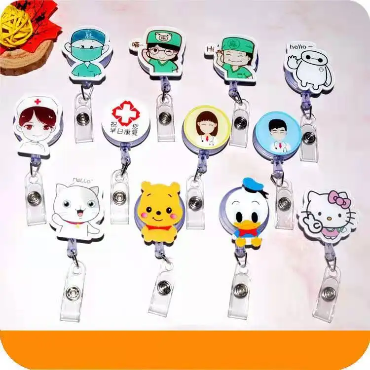 YIWU Wholsales Custom Heavy Duty Nurse Badge Reels Retractable Keychain with Logo ID Card for Medical holder