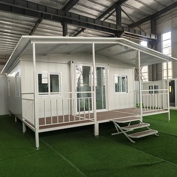 Folding House With BathroomTiny Home Light Steel Roof 2 3 4 5 Bedroom 20ft 40ft Folding Expandable Container House Terrace