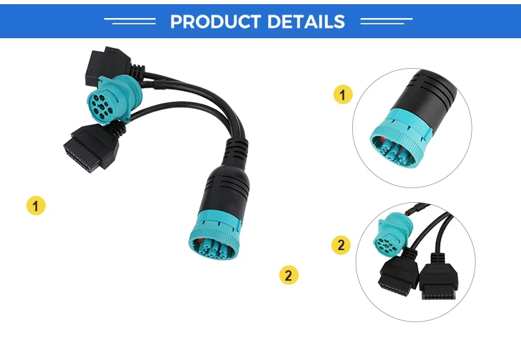 OEM ODM J1939 9PIn connector F To M OBD2 OBDII OBD connector cable factory