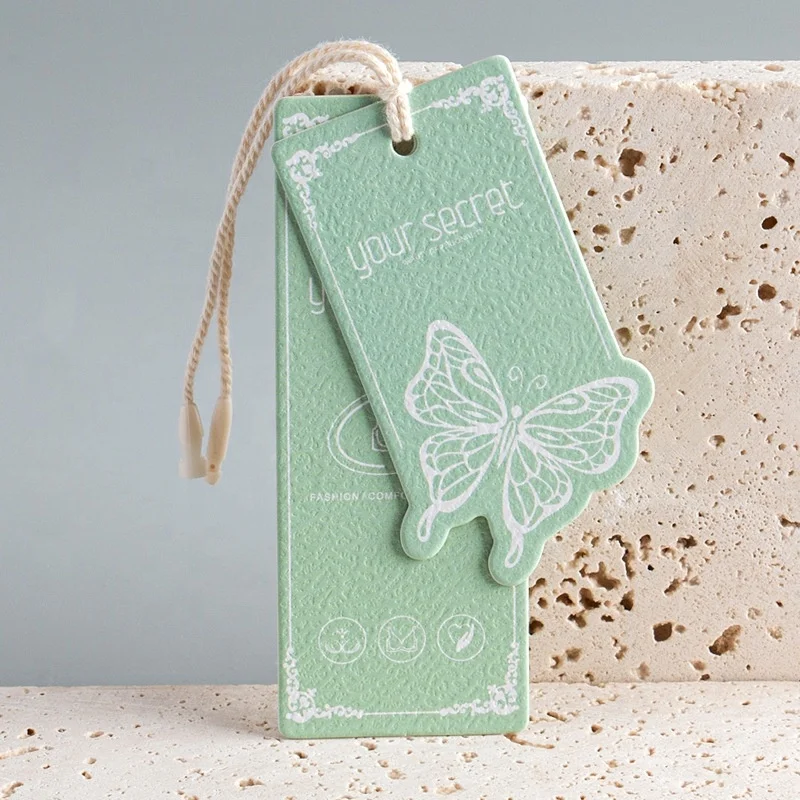Factory Custom Garment Accessories Embossed Logo Luxury Dresses Underwear Product Hang Tag Tags Labels for Underwear Dress