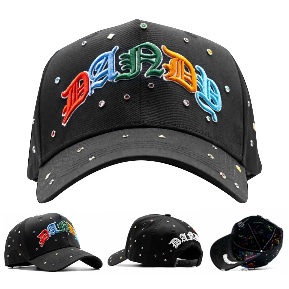 New Arrival SCREAM 5 Panel Vintage Baseball Cap High Quality Original Barbas Hats with Chrome Beads Gorras for Men and Women