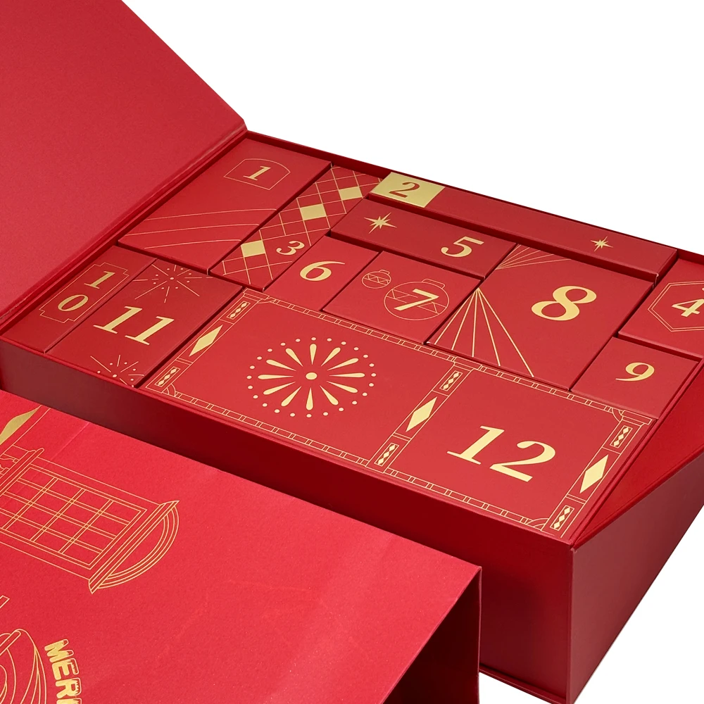 Wholesale Custom 12 Days Advent Calendar China Manufacturer Chocolate Packaging Box Holiday Countdown Gift Box Christmas Advent