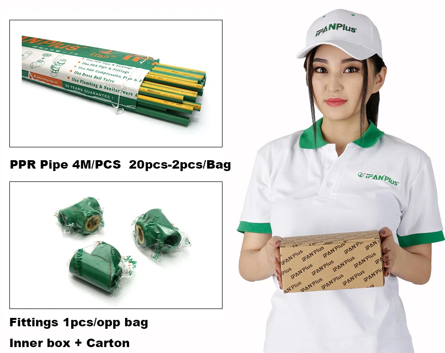 IFANPlus Green Color Imported Raw Materials Hot Cold Water PN20 Plastic Plumbing PPR Pipe