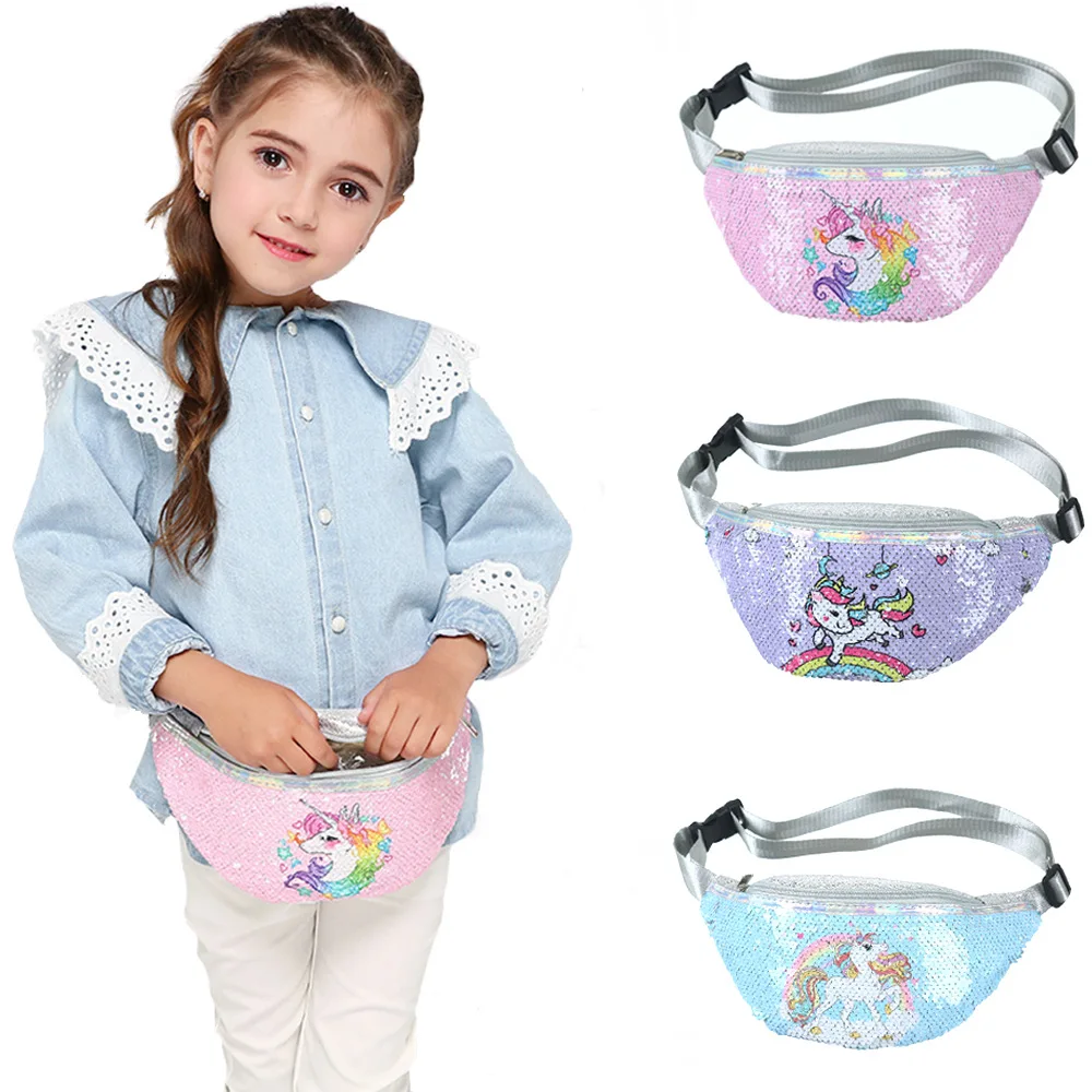Little Girls Kids Toddler Sequins Unicorn Crossbody Shoulder Bag Heart Shape Fashion Purses Handbags 