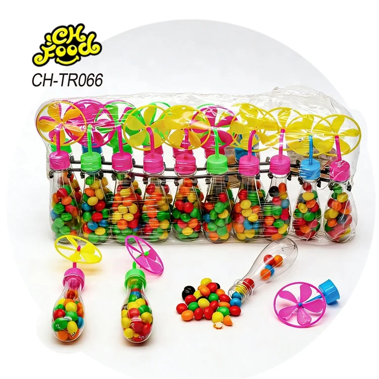 Wholesale Windmill Bottle Toy Filled with Mini Colorful Sugar Coated Cereal Ball Custom Bottle Candy Toy for Kids OEM Halal