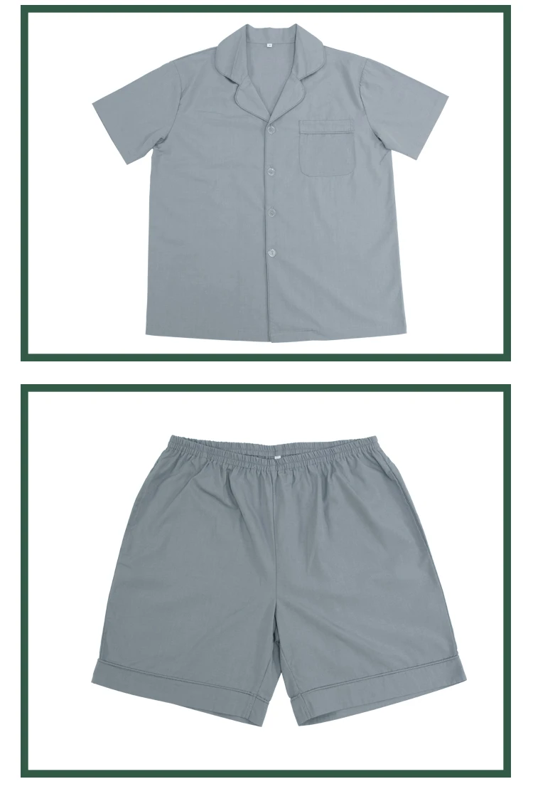 Custom logo soft anti-odor sleepwear pure silver fiber men short pajamas set