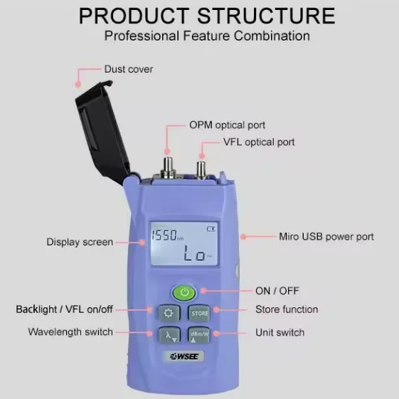 FTTH FTTX Multifunction Fiber Optic Tester Mini OTDR with Optical Power Meter Opm Vfl Light Source opm Optical Power Meter