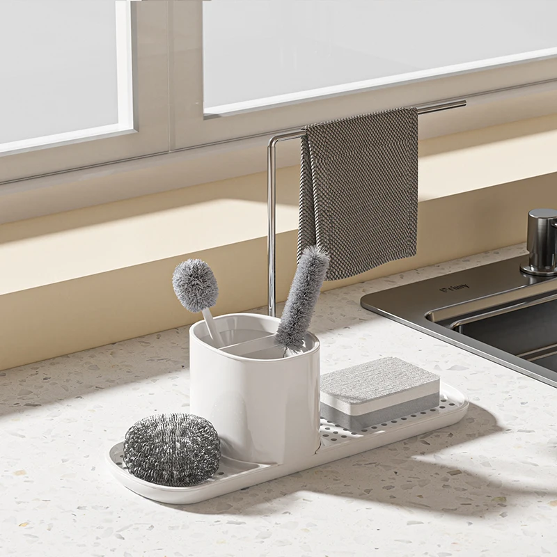 Innovation 3-in-1 Automatic and Manual Press Hand Soap Dispenser Liquid Soap and Sponge Holder for Bathroom and Kitchen Use