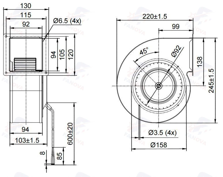 Centrifugal Blower, 160mm, 24V - detail 20