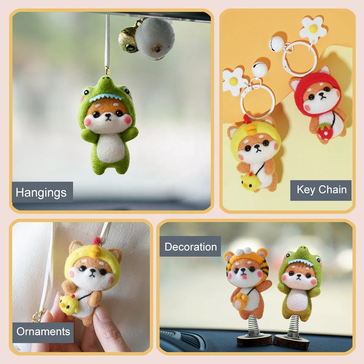 Animal Wool Needle Felt Handwork Craft Supplies Shiba Inu Doll Toy DIY Wool Needle Felting Kit for Beginners