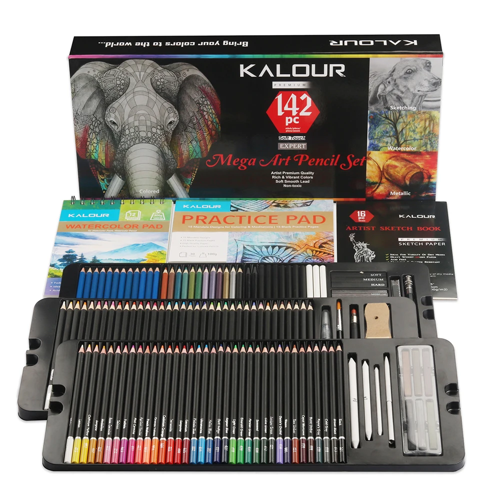 Kalour Sketching Pencil Set(34 Pack) - Includes Sketchbook