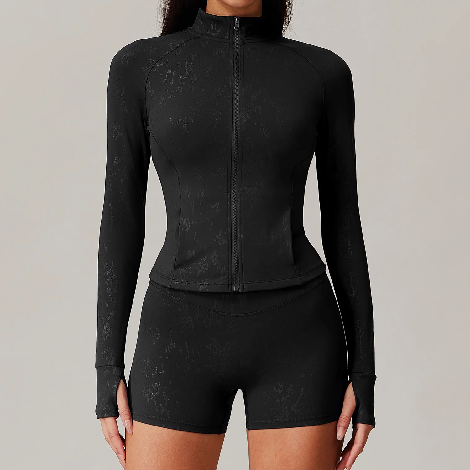 New Custom Two Piece Set Sports Jacket and Sports Shorts Active Wear Set High Quality Women's Training Sets Gym Suit for Women