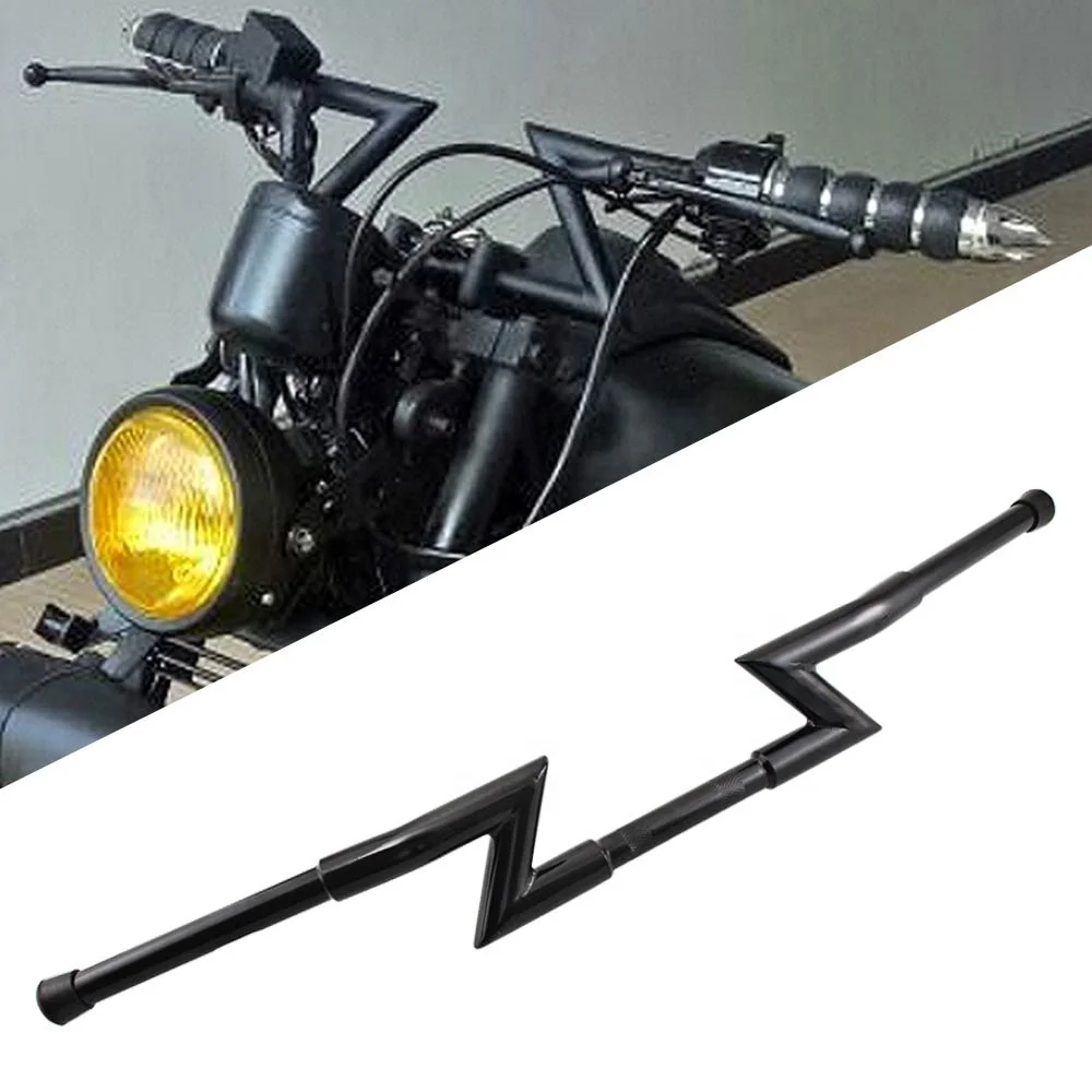 WZLW Black Universal Drag 8 Rise 1 Hanger Z-Bar Handlebar Fit for Harley Sportster Touring Softail 