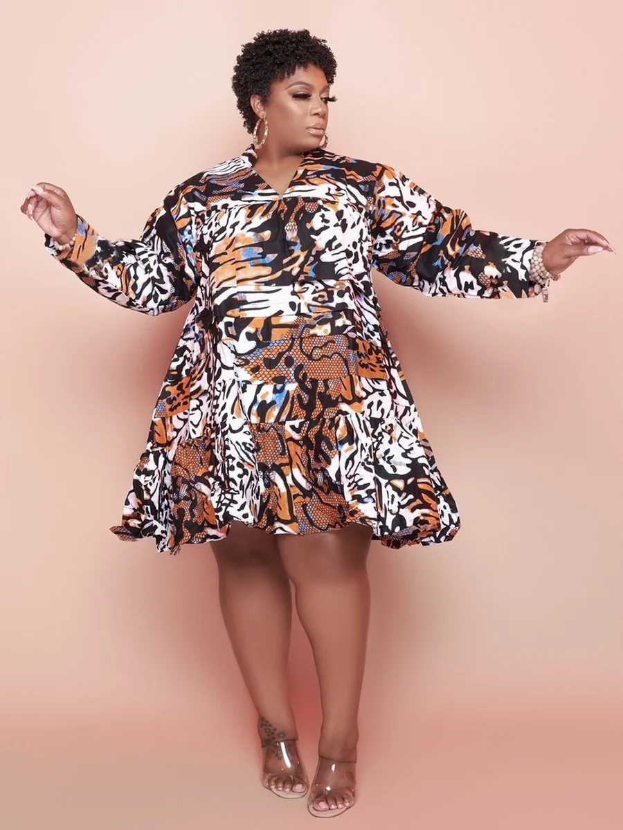 2021 estilo caliente suelto Sexy cuello en V estampado de grano de