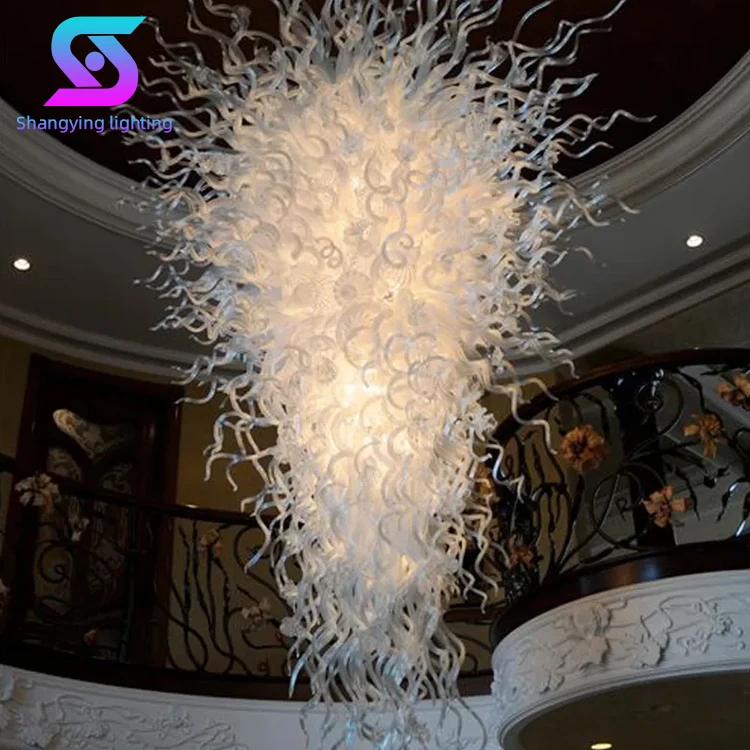 Новый дизайн лестница банкетный зал лобби отеля современный проект нестандартная люстра из выдувного стекла под