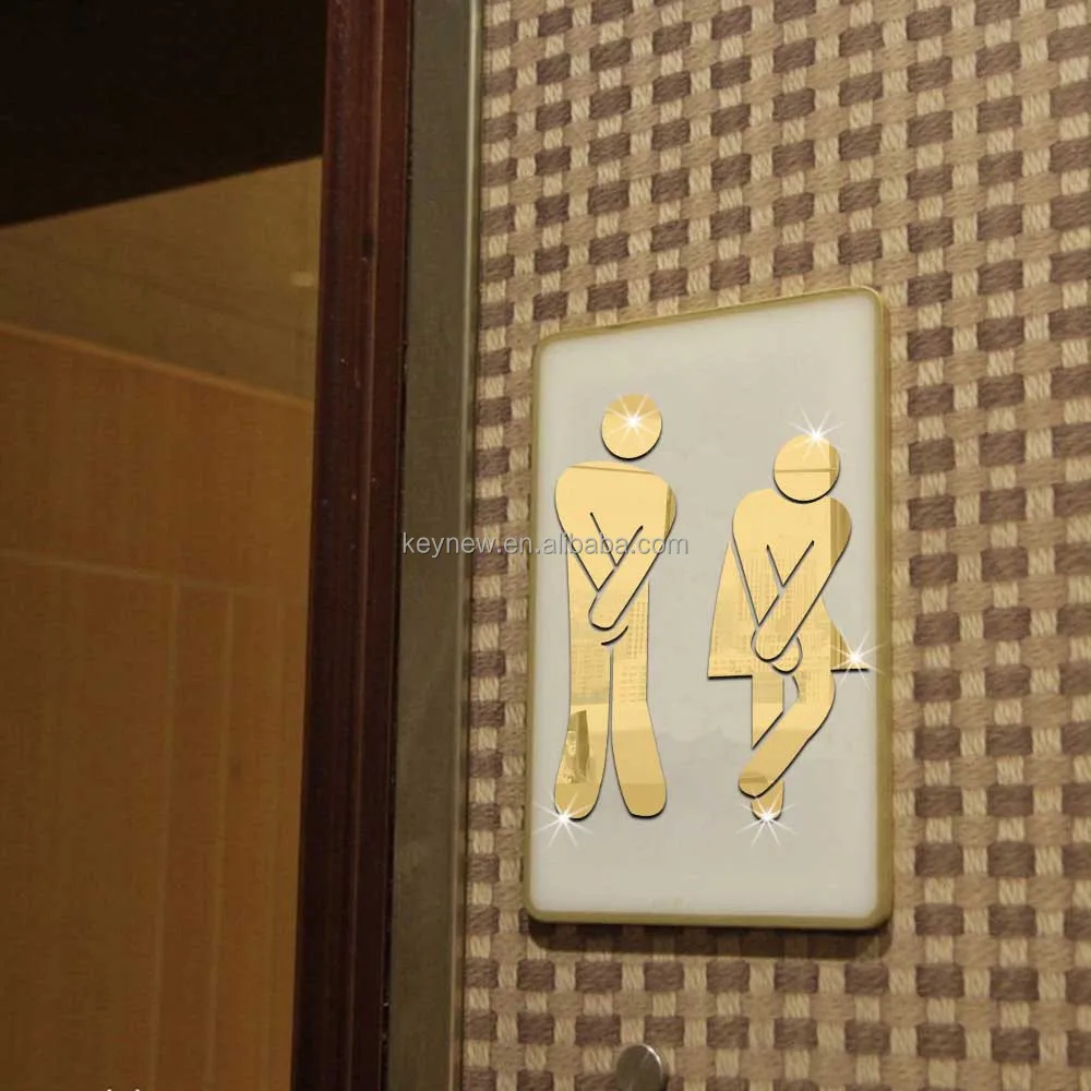 3d acrilico specchio da bagno adesivi donna e uomo segno toilette