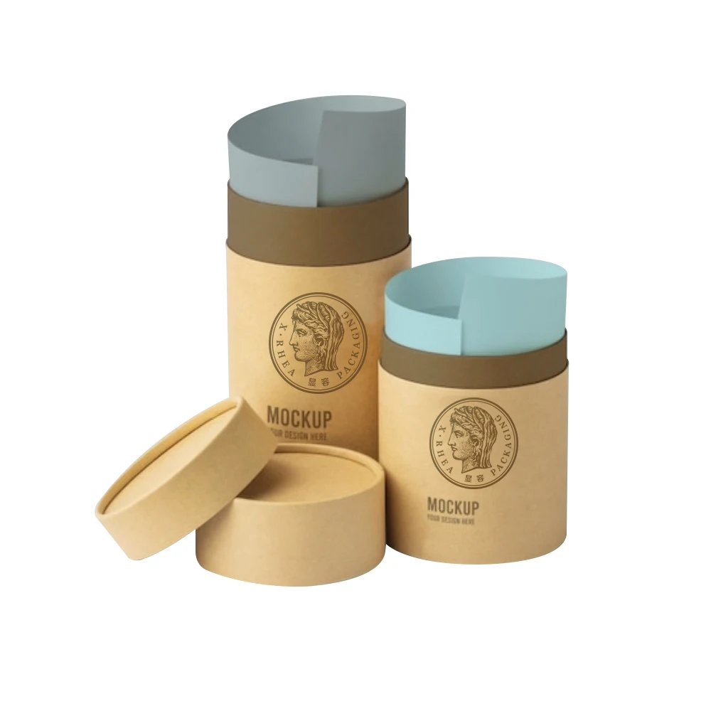 Custom Kraft Paper Tube Mockup Biodegradable Food Grade Tea Cylinder Packaging