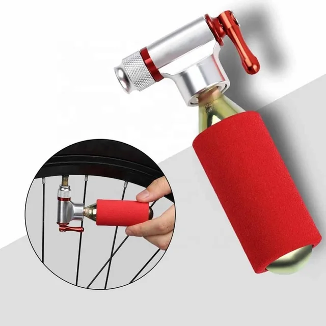 CO2 Pump Alloy Bike Tire Air Mini Cycling Bicycle CO2 Inflator Head With Insulated Sleeve Set without gas