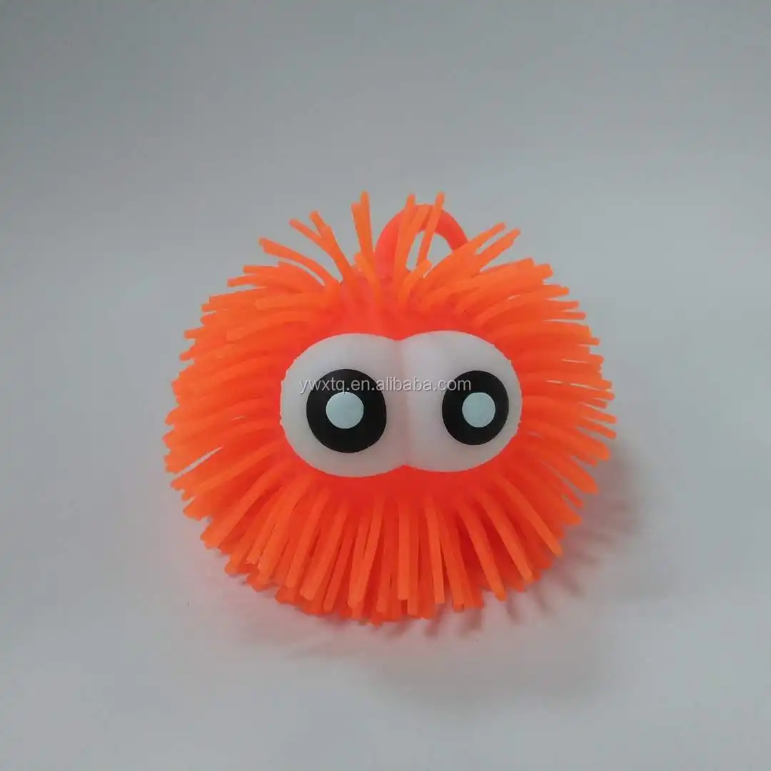 Kehui Factory CustomLED Flashing Puffer Ball Monster Puffer Ball Soft Hairy Yoyo Puffer Ball With Eyes