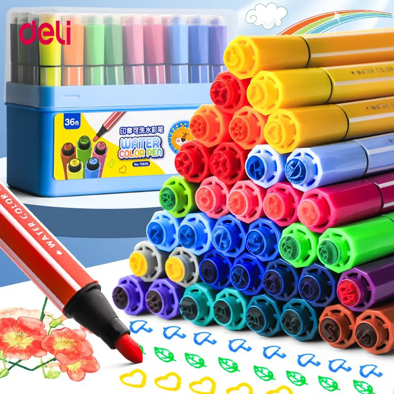 Deli Watercolor Pen 100 Color Set Children Washable Color Pen