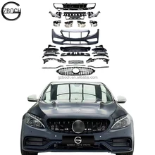 Wholesale Car bumper For Mercedes Benz W205 C-class upgrade C63 amg bodykit car Grille amg rear diffuser exhaust pipe