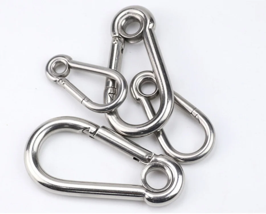 Stainless Steel Heavy Duty Carabiner Clips With Round Hole Snap Hook