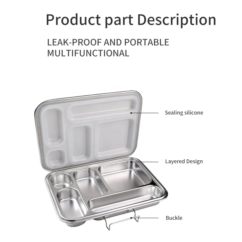 2022 Aohea  lanch box Lunch Box Sealed Leakproof High Capacity Food Container 2 5 Compart Steel Metal Tiffin Bento Lunch Box supplier