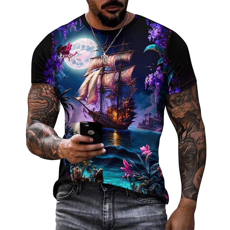 Oversized Tshirt Men Graphic Tees Streetwear Custom Print T Shirt