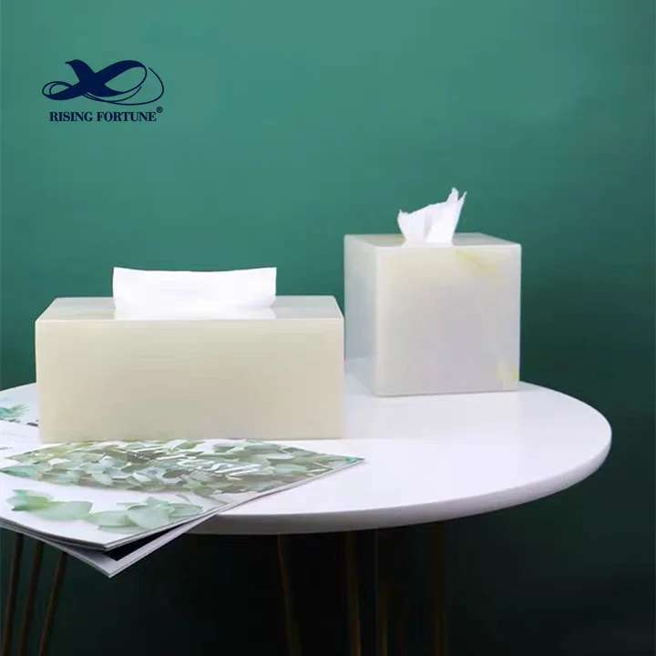 Customized Square Rectangle Sanitary Napkin Storage Box Luxury Green White Marble Tissue Box Home Black Onyx Paper Towel Holder