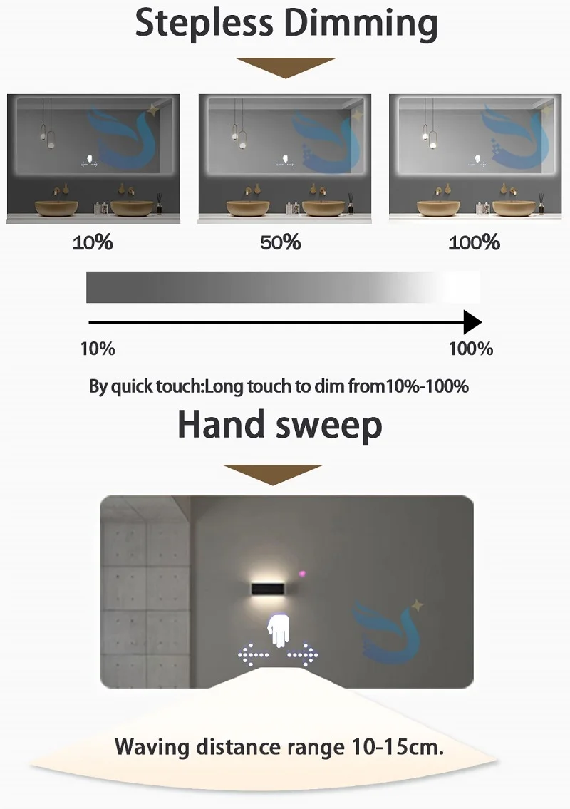 Led Intelligent Mirror Hand Sweep Switch Tricolor Dresser Bathroom Mirror Sensor Touch Sensor Switch details