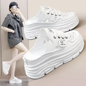 New Breathable Round Toe PU Upper Cotton Lining Non-Slip Women's Summer Casual Sandals Thick Sole Height Increased