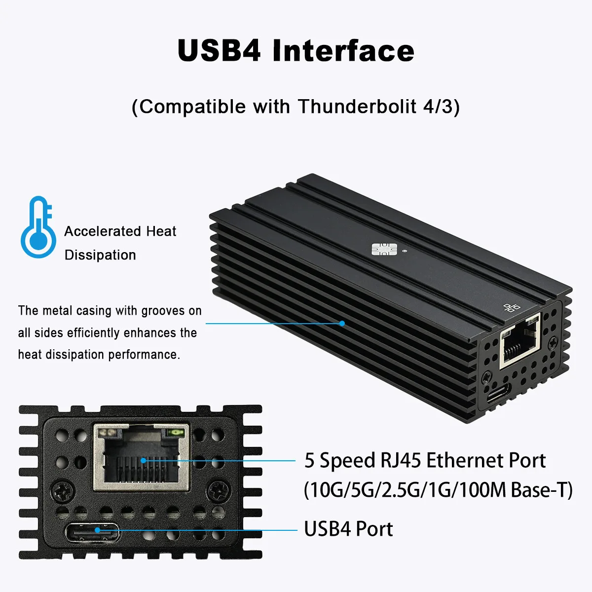 IOCREST USB4 to 10G Ethernet Adapter - Thunderbolt4/3 Compatible