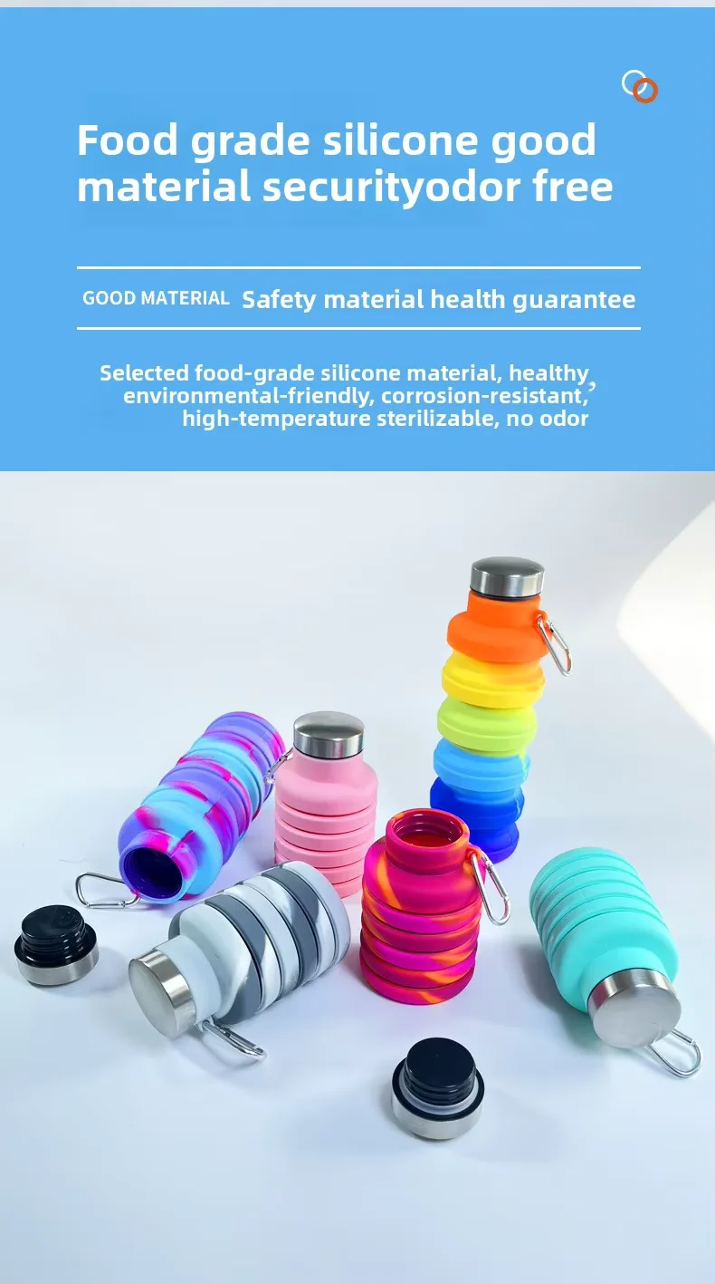 product custom 500ml bpa free silicone collapsible water bottle portable outdoor folding sports drinking bottle safe for adults travel-6