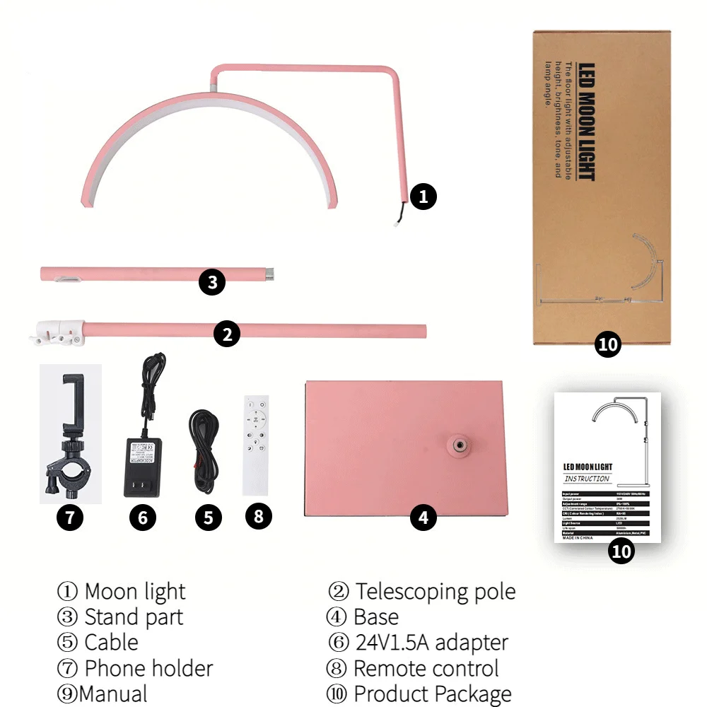 28 Inch Ushape Diamond Arc Lash Light Half Moon Ring Light With Stand